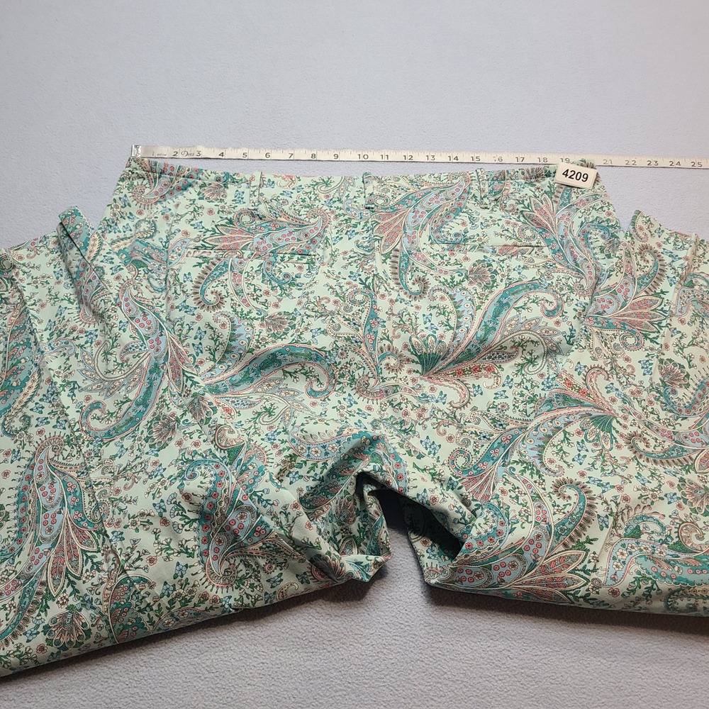 Talbots Paisley Ankle Pants Women 16W Mint Green Excellent Straight Leg Floral - Picture 6 of 7